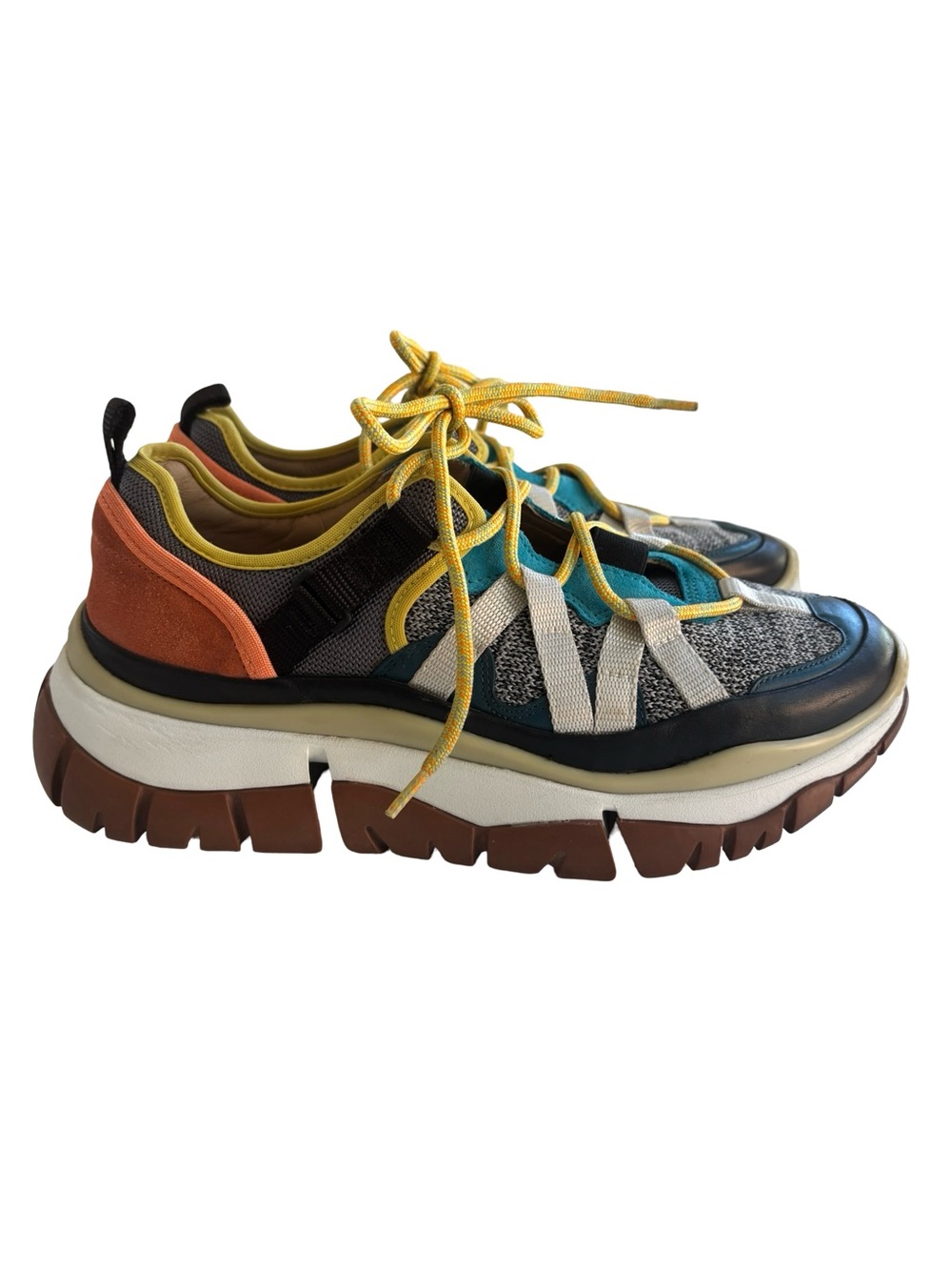 Chloé Women’s Blake Beige Orange Sneakers Sz 40